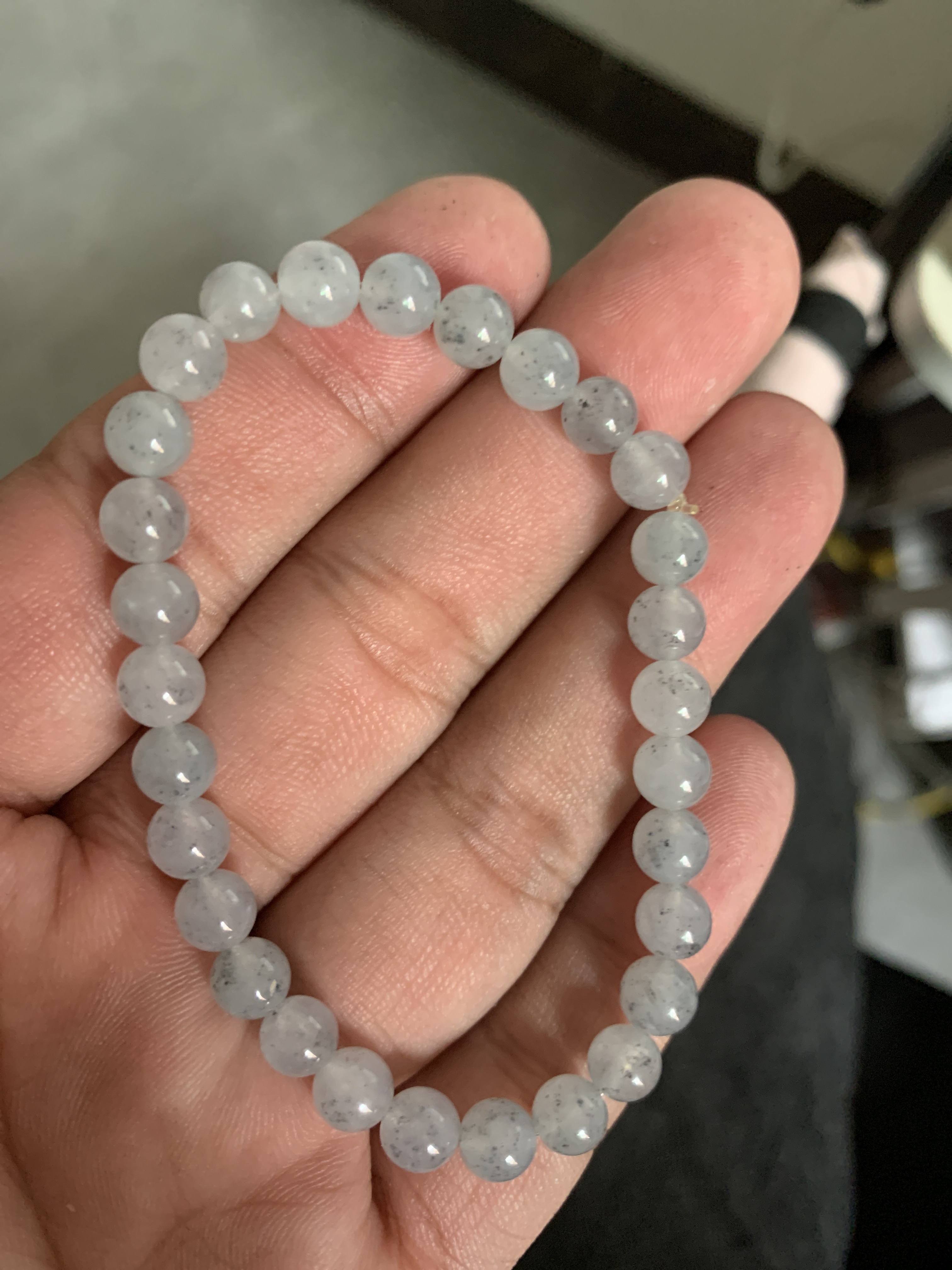 A货冰种圆珠手串乌鸡种珠串送证书国内现货可鉴赏