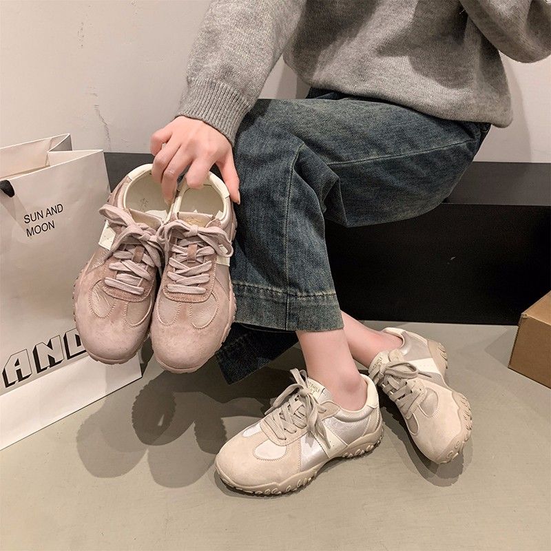 2025春新款复古罗纹阿甘鞋女生德训鞋:头层猪皮+棉内里505-17