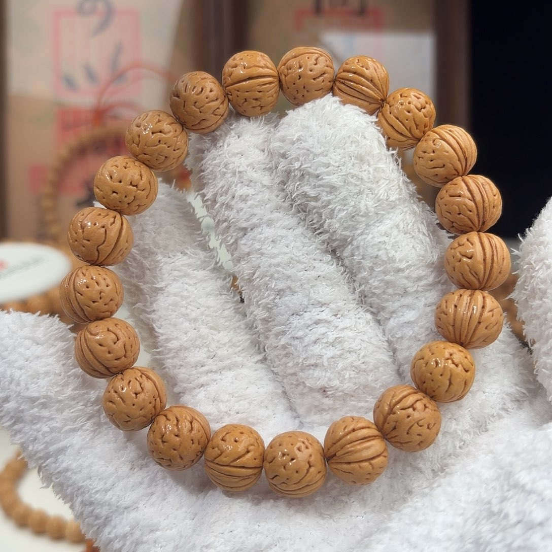 桃核手串1.3加「肌肉小黄桃」野生桃核单圈