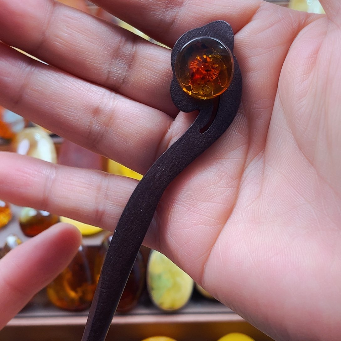 琥珀戒指未镶嵌发簪