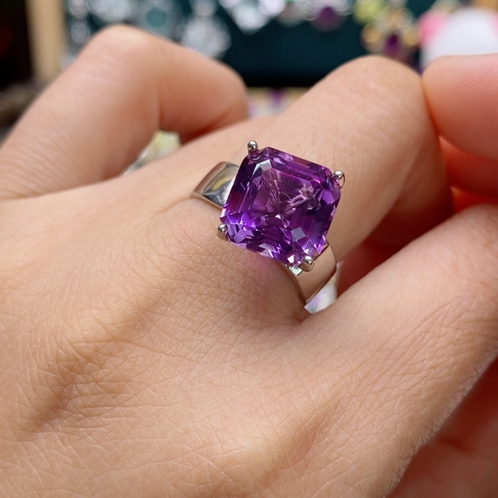 银S925镶嵌戒指水晶天然水晶戒指