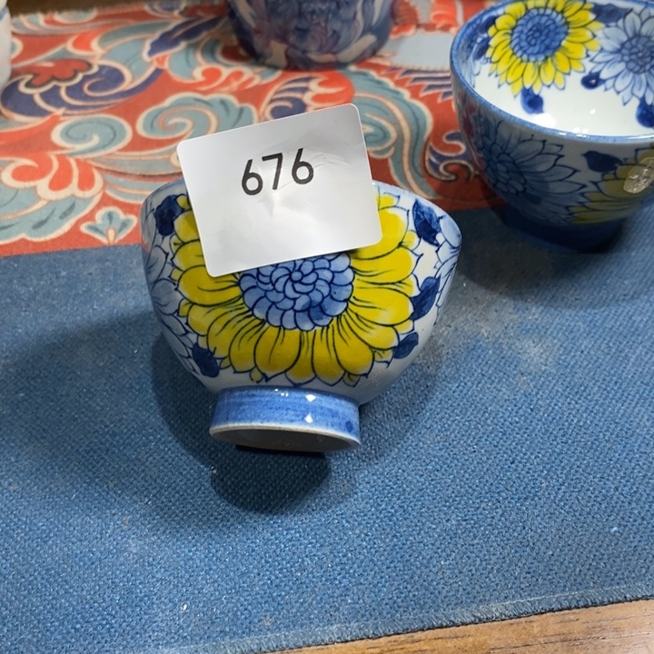 青花瓷景德镇手绘向日葵手工茶杯