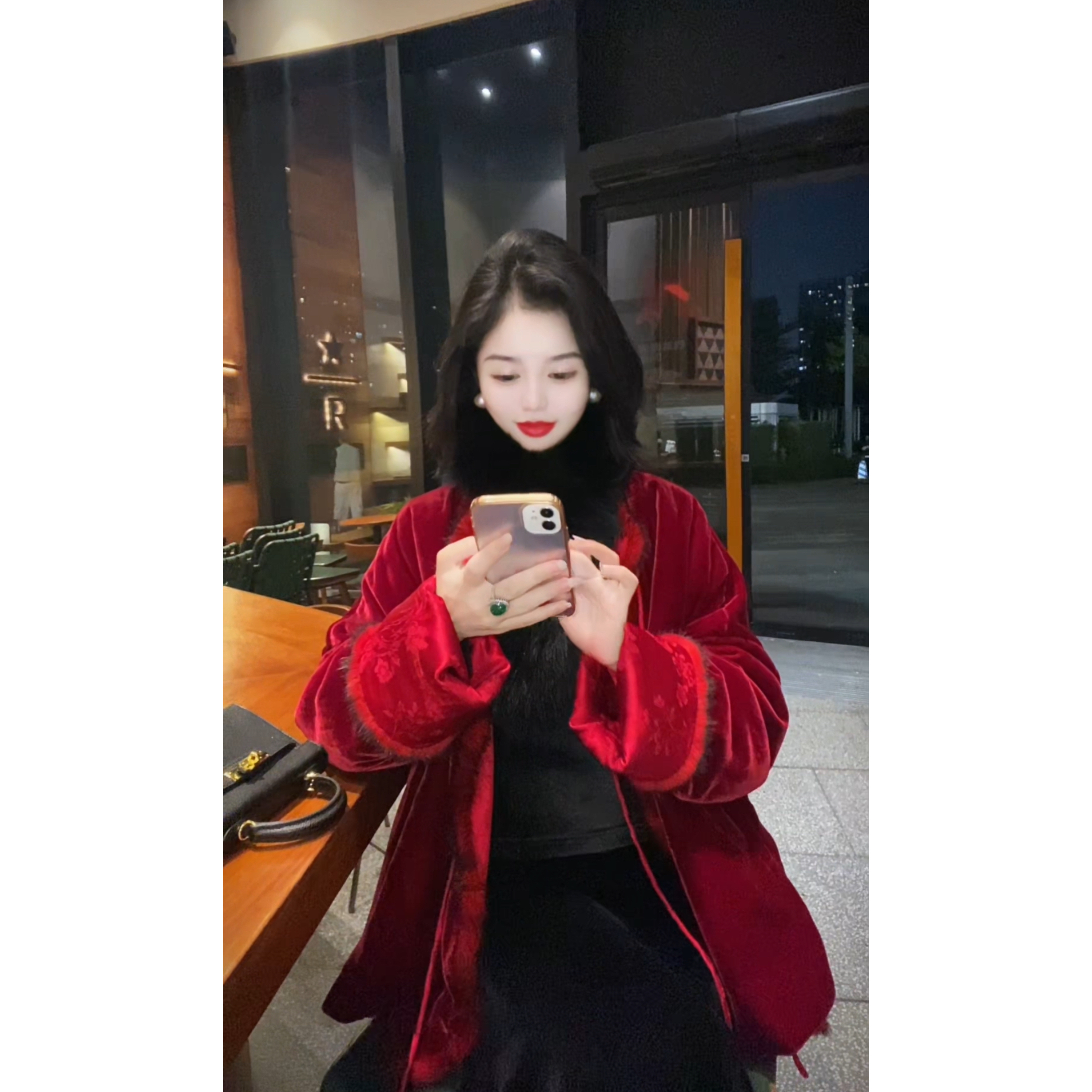 【大眼睛】重磅桑蚕丝真丝丝绒拼毛双面穿棉服外套