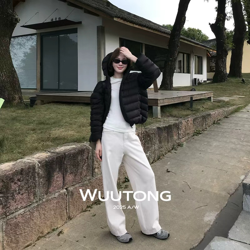 WuuTong【白桦林】秋季新款巴恩分牛仔裤女老钱直筒裤25T172