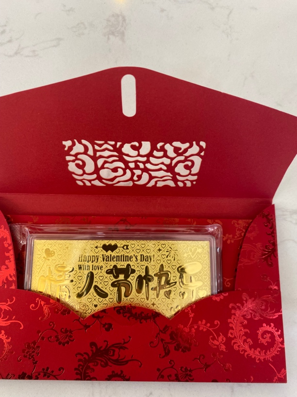 足金金钞情人节快乐平安卡节日礼物