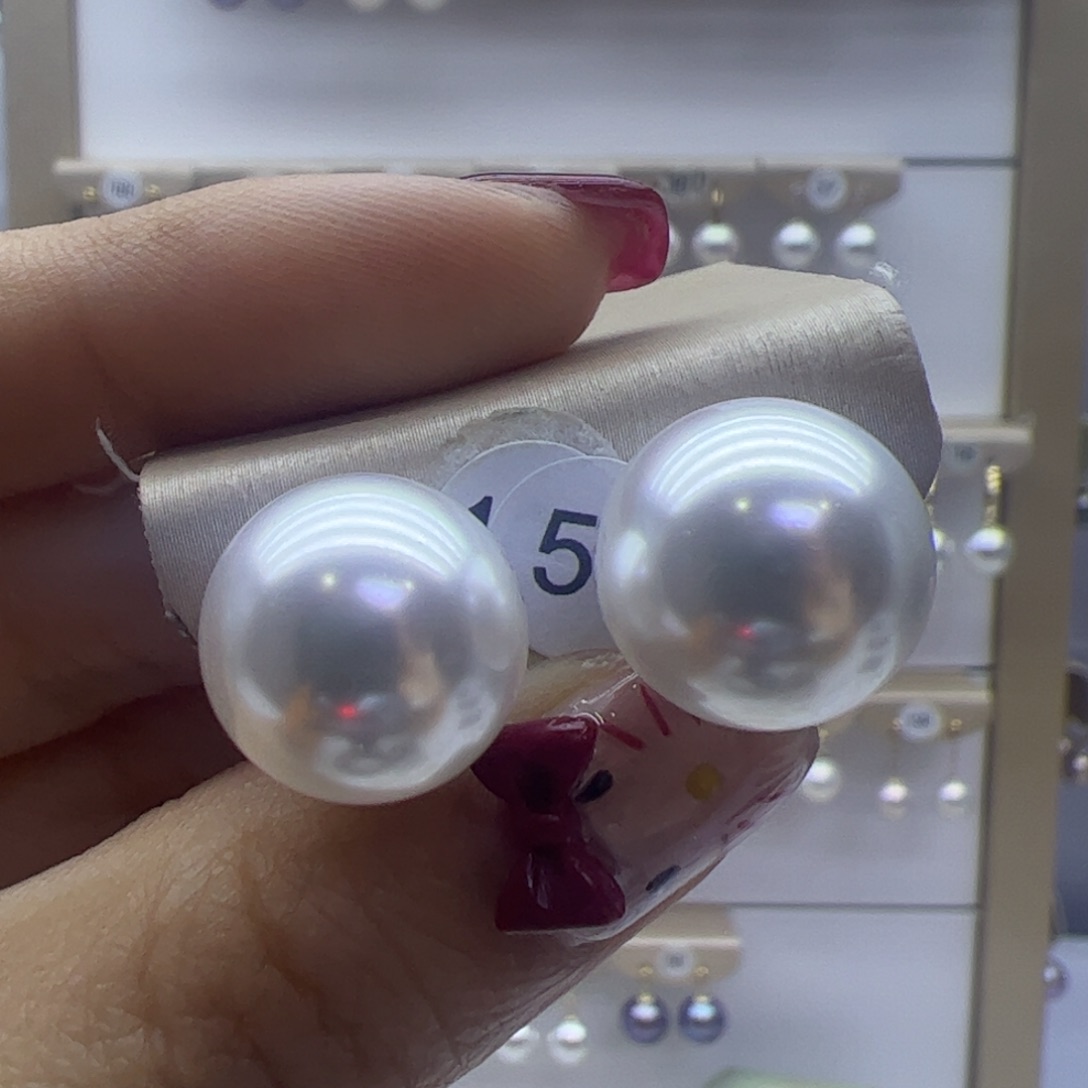 淡水珍珠耳饰18K金镶嵌