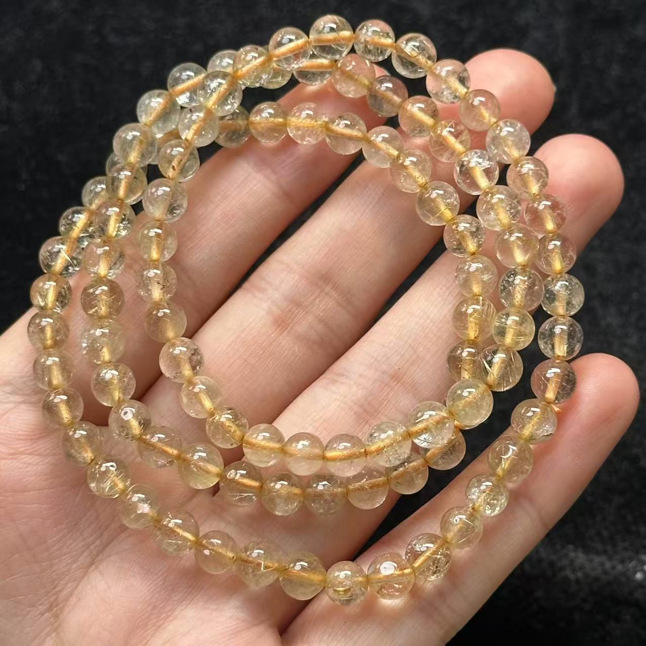 丽哥推荐 天然满发金发金水晶三圈手串 LG2900