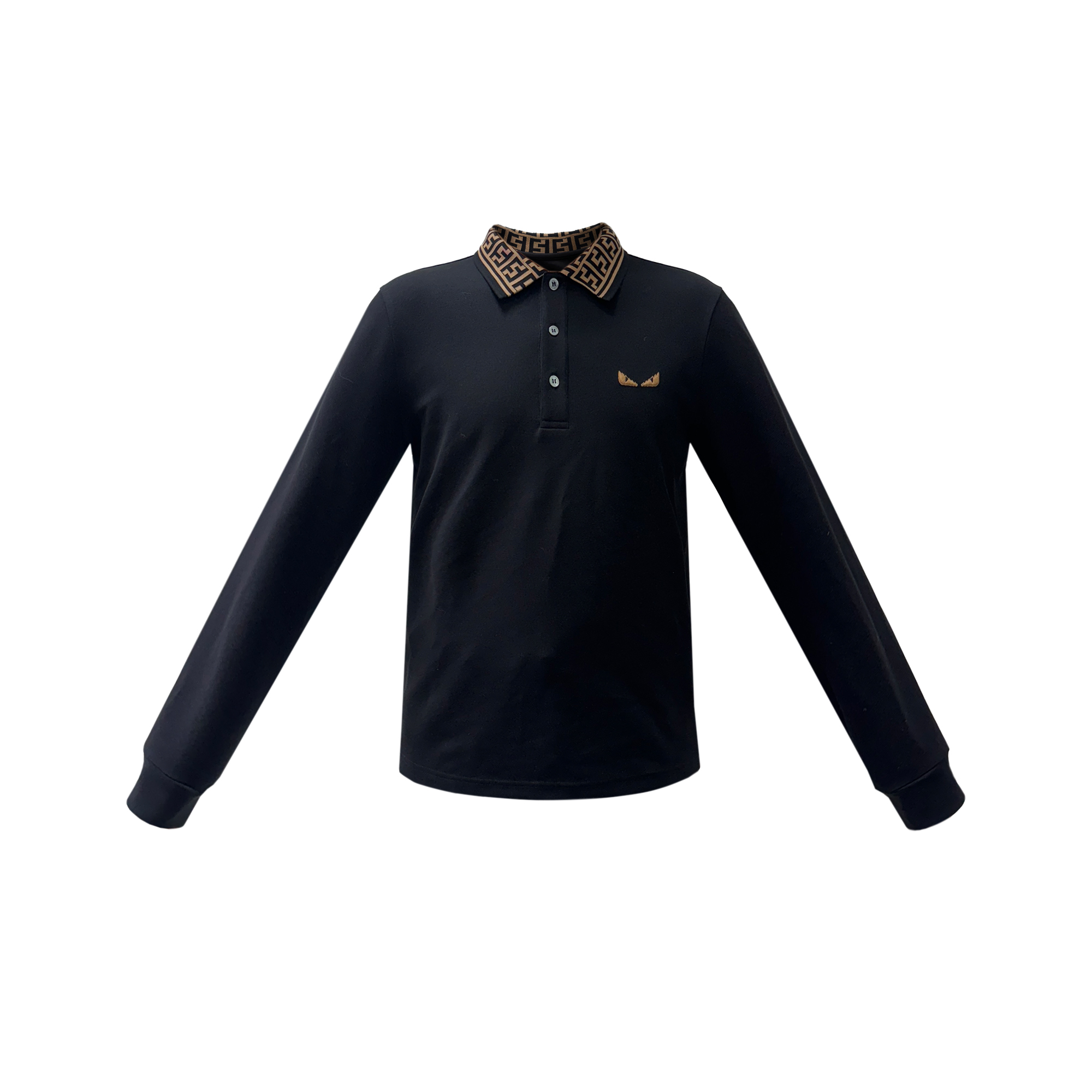 朗尼芬迪百搭小怪兽刺绣翻领polo衫长袖男款7336570347