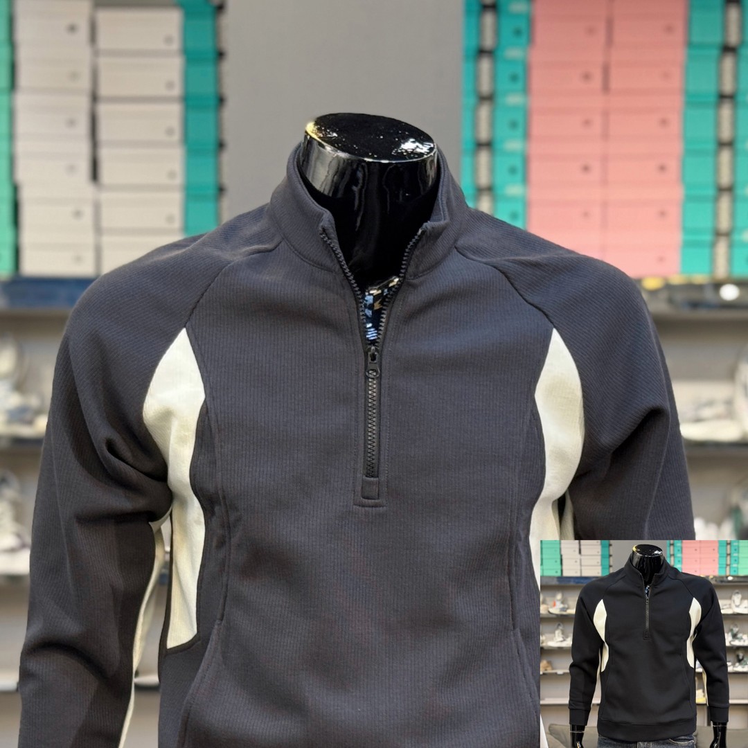 新款男士半拉链立领潮牌卫衣时尚修身拼接长袖运动休闲短款长袖男