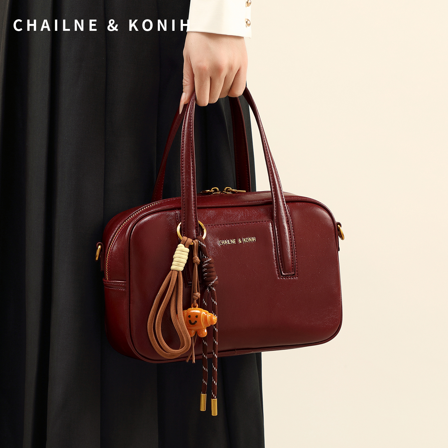 红色包包波士顿保龄球包小众手提包结婚包女新娘包日常可用婚礼物