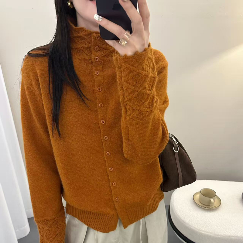 软糯亲肤~秋冬新款加厚针织衫女半高领保暖舒适百搭毛衣开衫