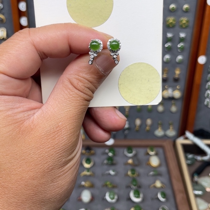 和田玉银S925镶嵌耳饰和田玉21