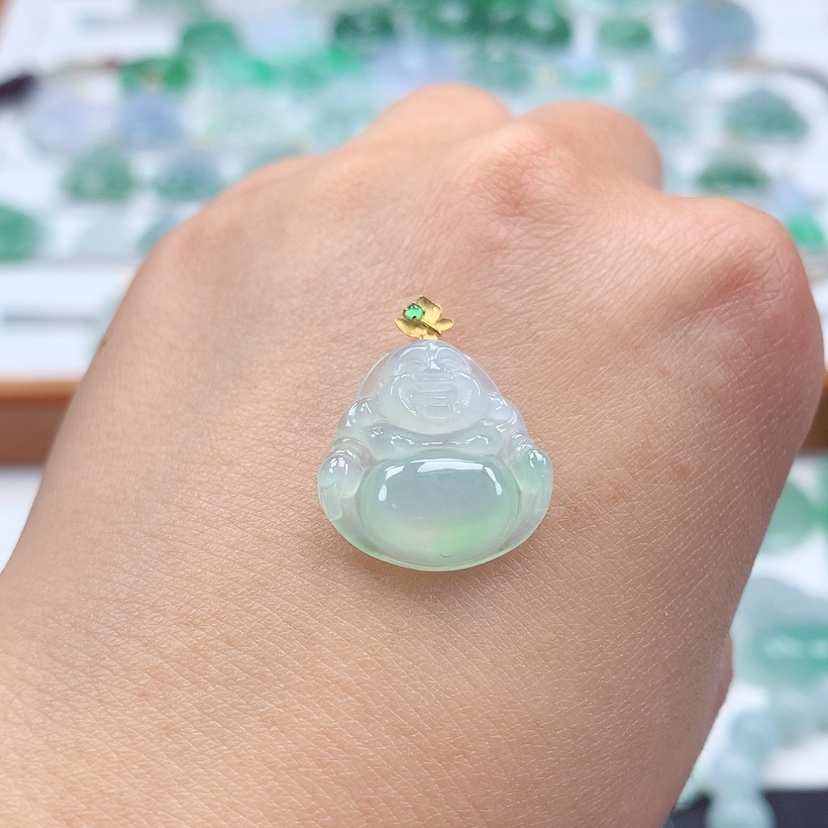 【闪购商品】翡翠吊坠(赠链)18K金镶嵌