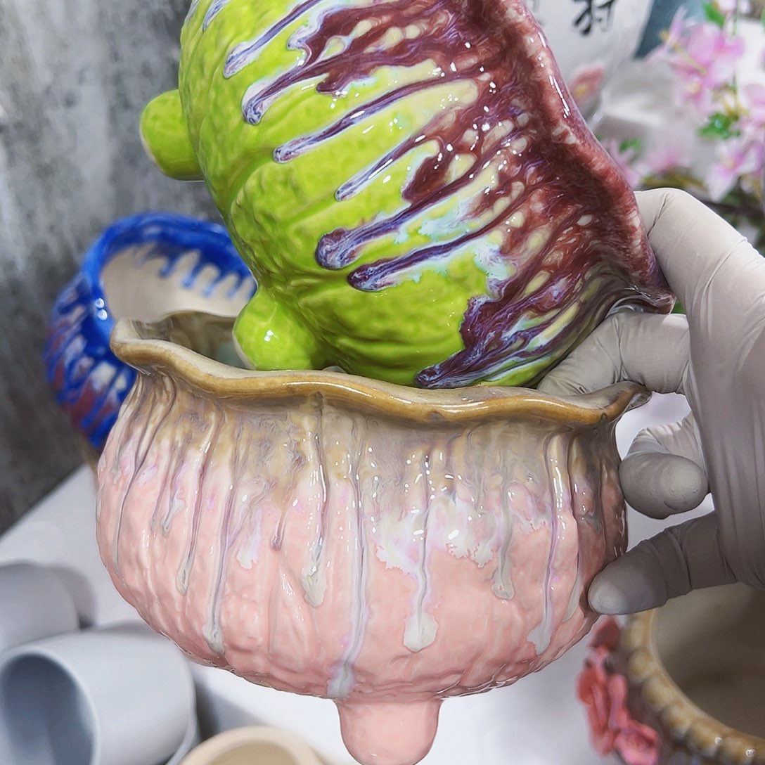 有孔外贸尾单陶瓷花盆凑单10米包邮