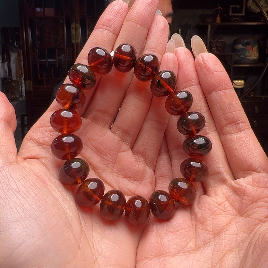 琥珀裸石未镶嵌抚顺琥珀10348。14mm