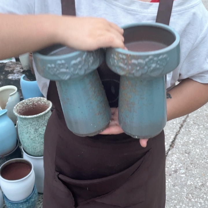紫砂花盆口13高23瑕疵瑕疵