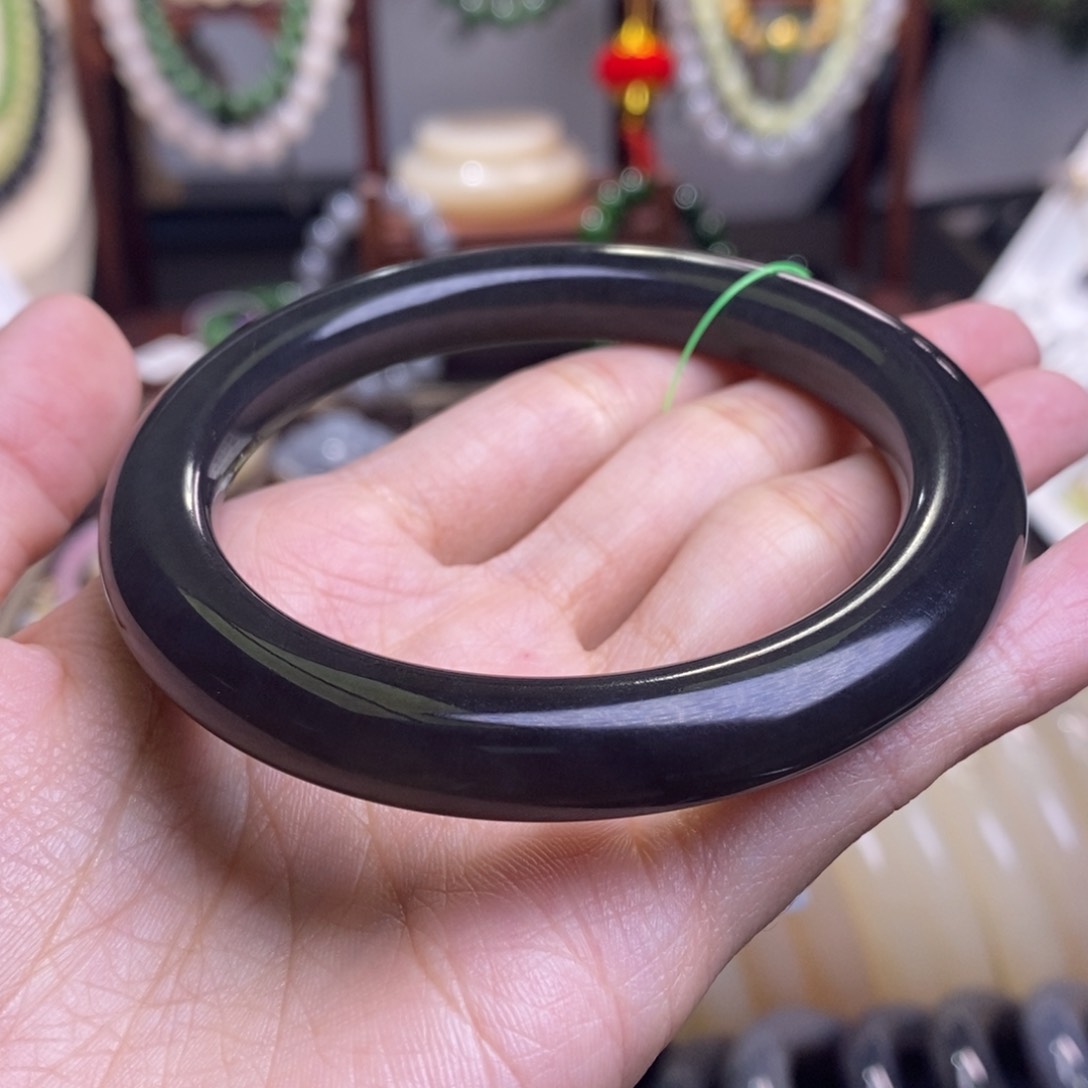 和田玉烟紫帝王紫福利手镯59圈口未镶嵌