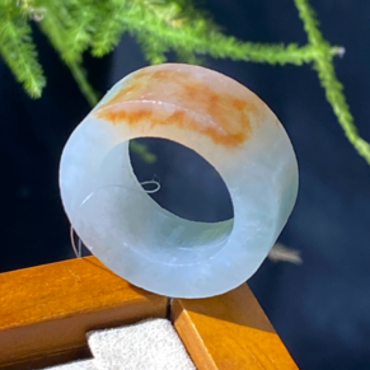 【杨玉环】天然A货翡翠戒指宽版KL01476，毛货15圈口以上