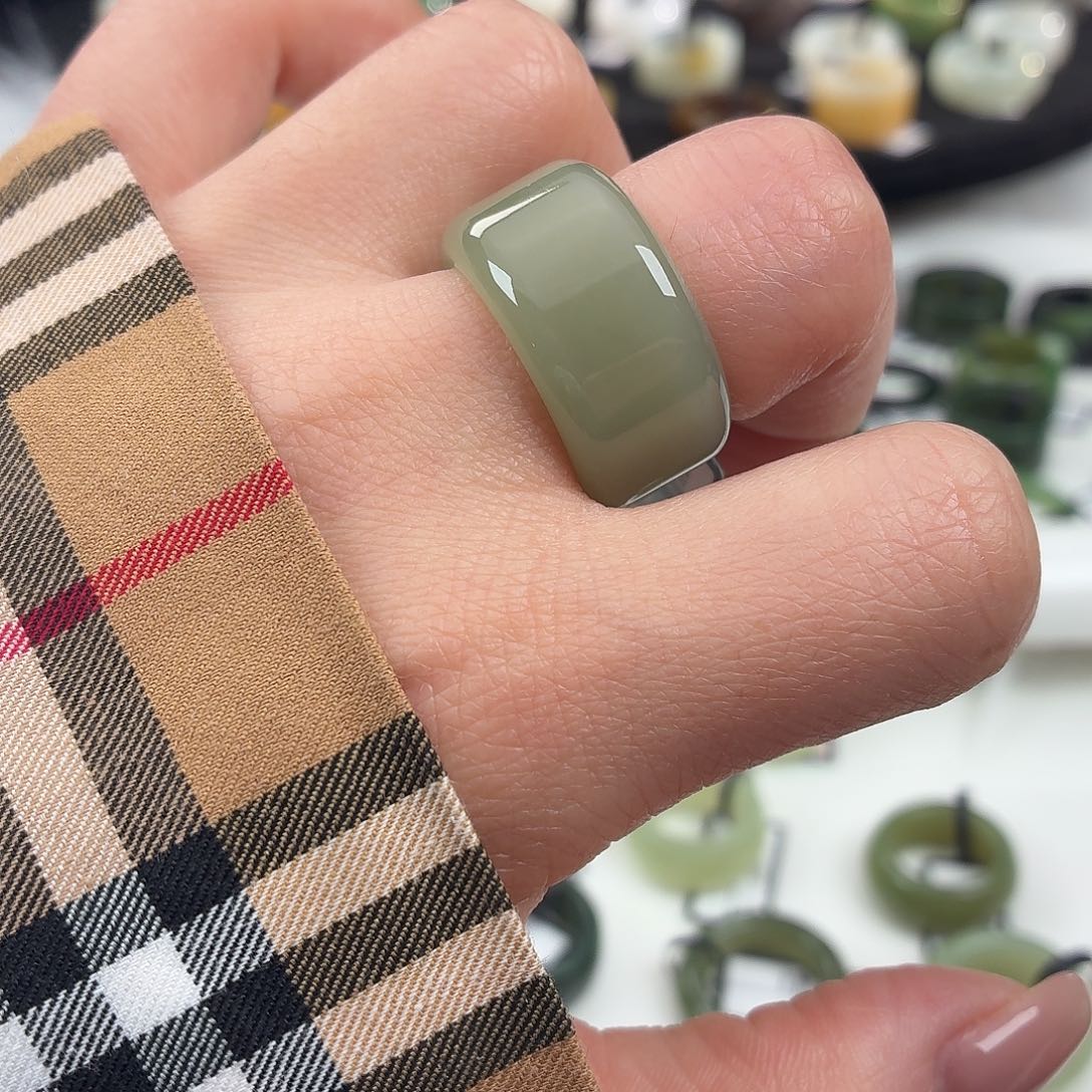 和田玉未镶嵌戒指S109晴水圆切18.0