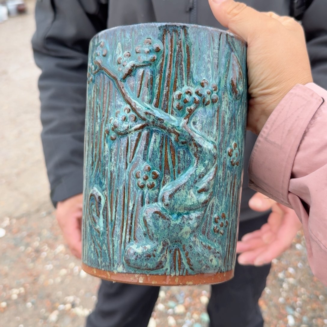 紫砂花盆口13高19（树桩绿色一个