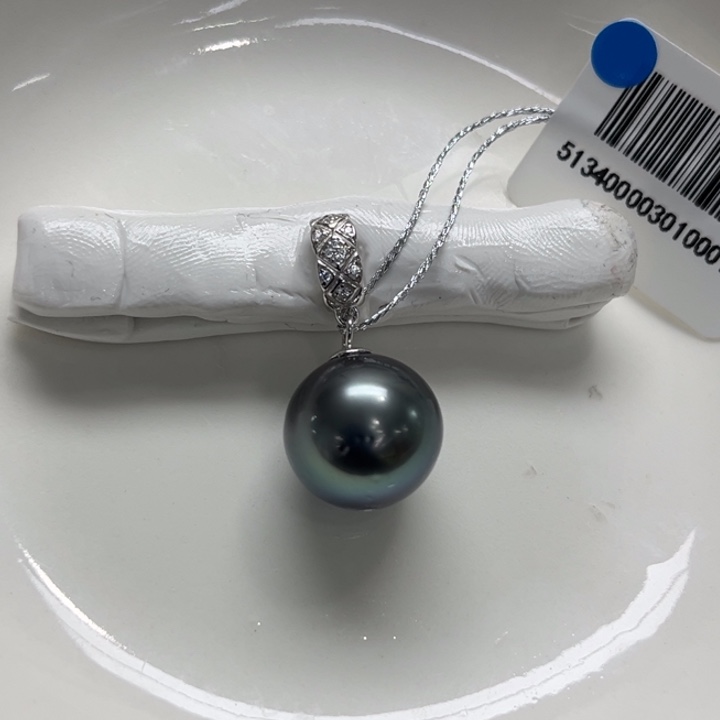 银S925镶嵌吊坠(不含链)海水珍珠13-14m 123号