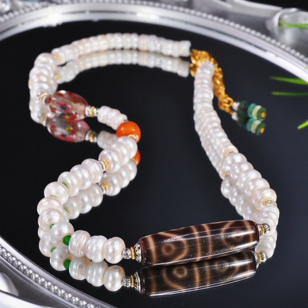 合金琉璃吊坠 【龙老板】巴克特里亚老海珠多用款项链A1892690