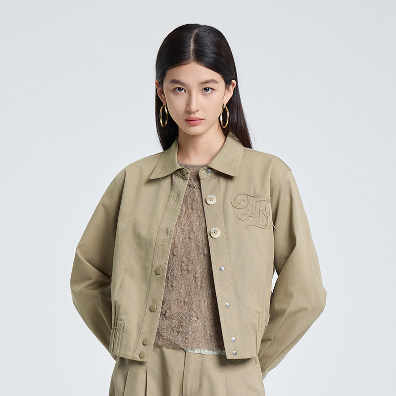 2026春ETC新款休闲时尚夹克2A915宽松简约百搭韩版翻领复古长袖