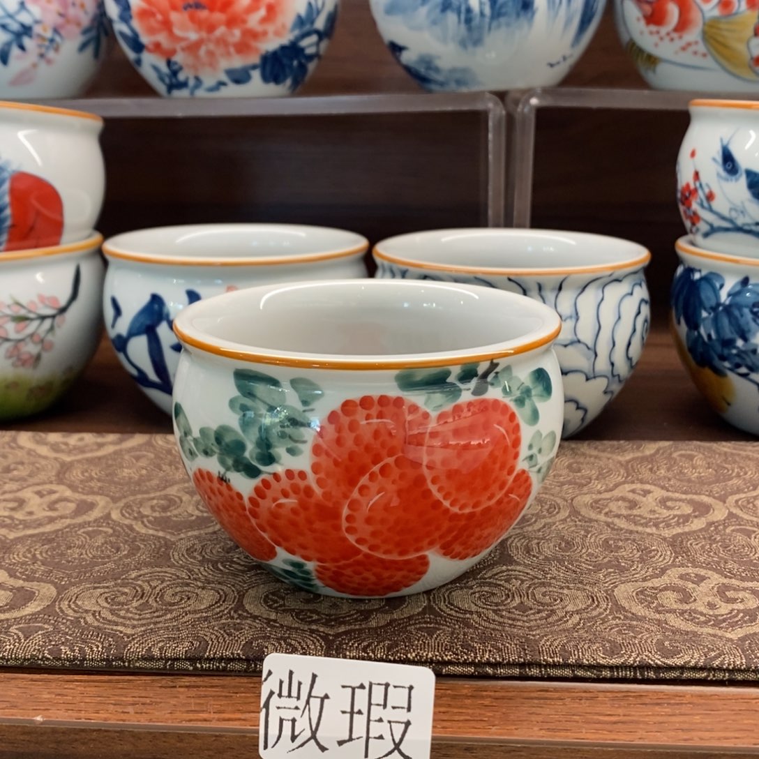 釉下手绘茶具微瑕手工绘制