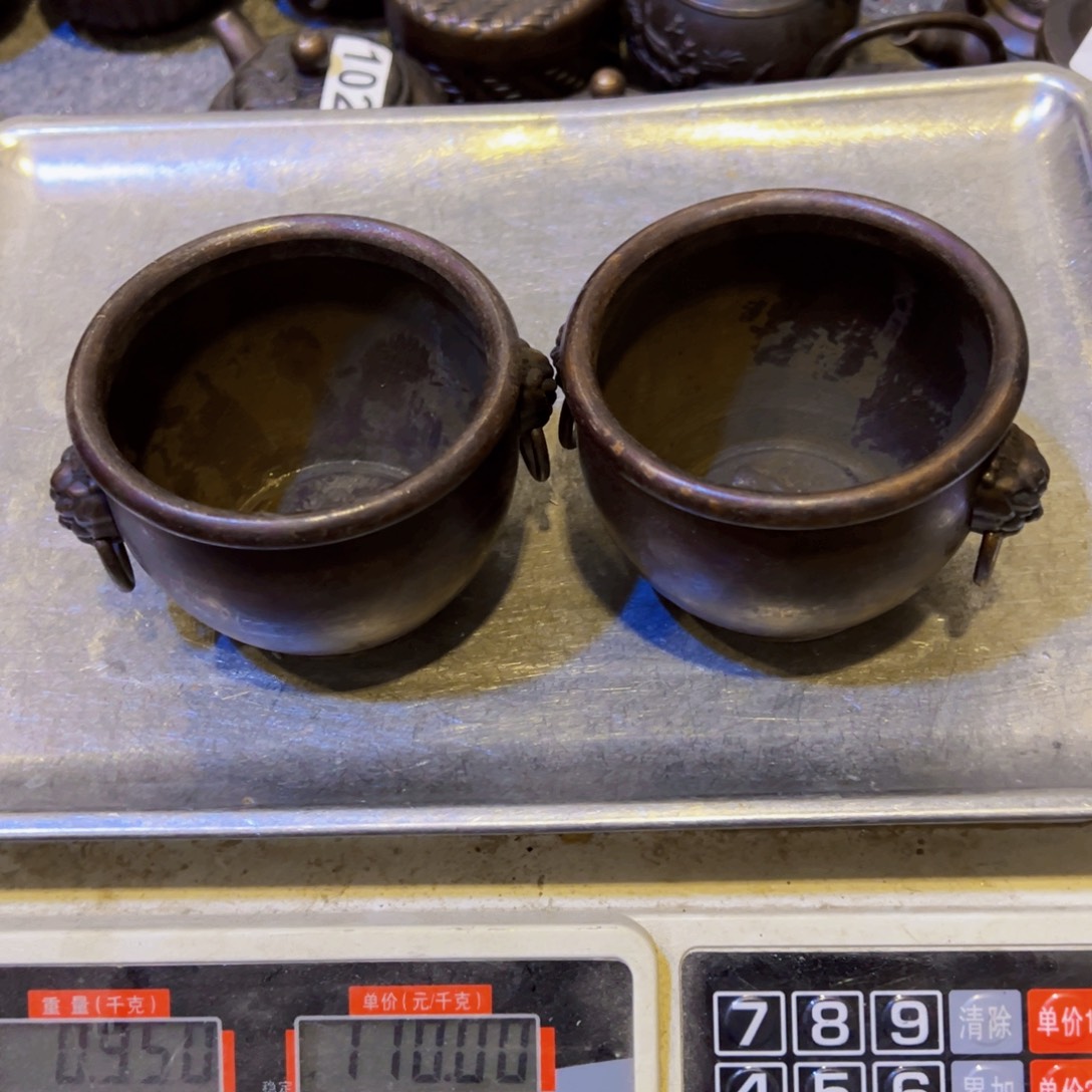 之***南黄铜摆件，文房摆件