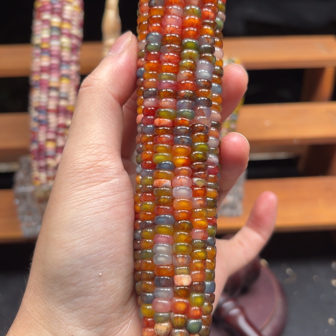 寸***心七彩宝石文玩玉米