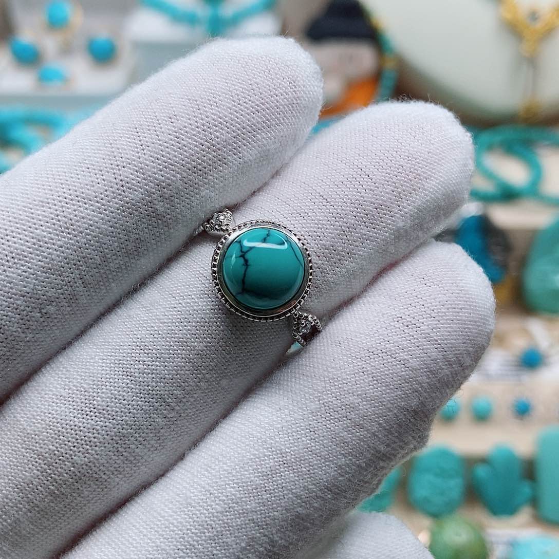 绿松石戒指银S925镶嵌