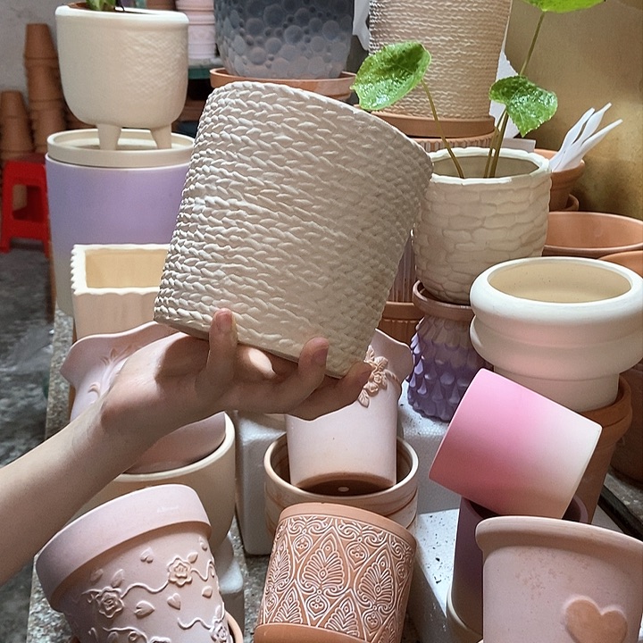 14×13白陶麻绳盆 粗陶1个
