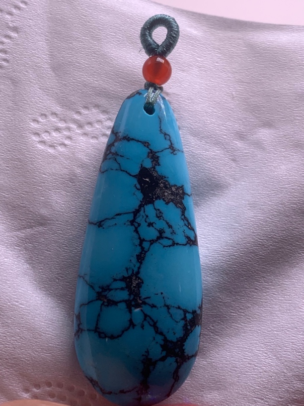 云盖寺高瓷蓝水滴吊坠，尺寸17.6/44.5/10.2，克重11.8，价合适