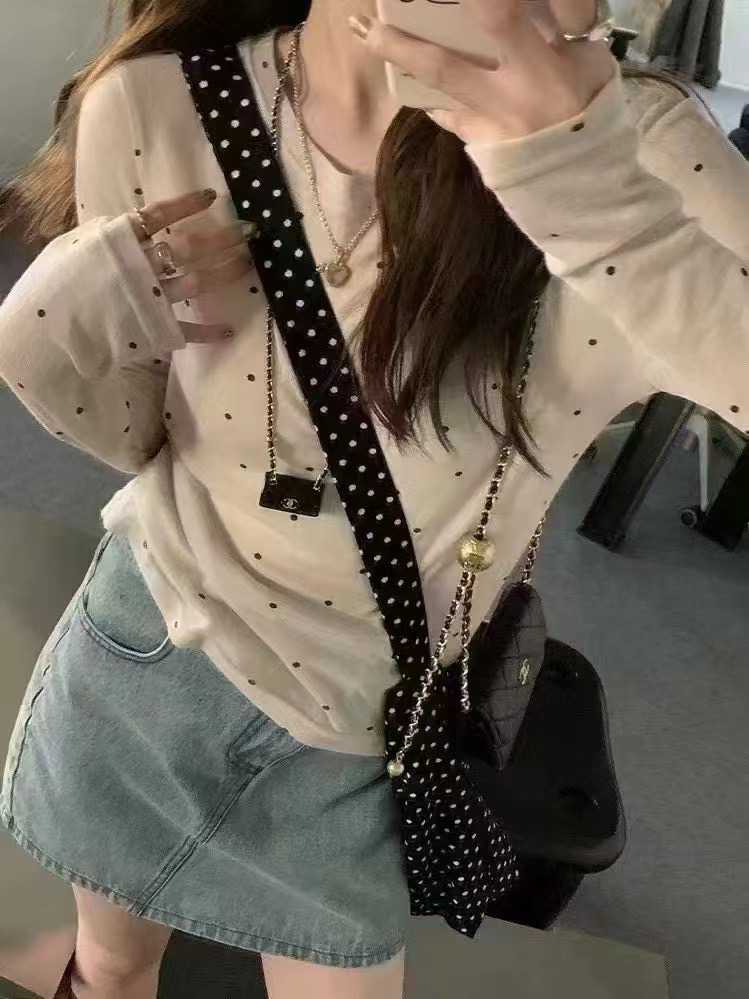 苗苗家 小圆点长袖打底上衣