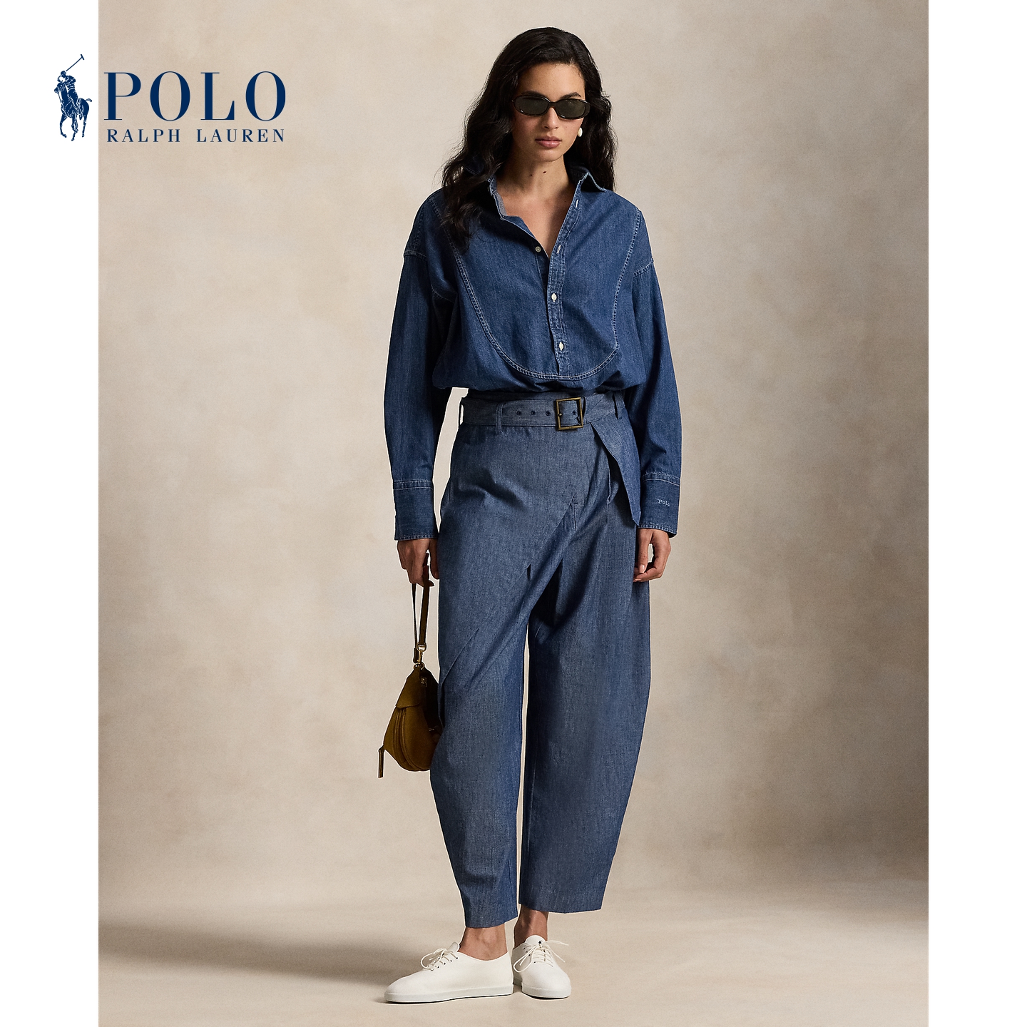 Ralph Lauren/拉夫劳伦女 26春青年布锥形版棉裹身式长裤RL27551