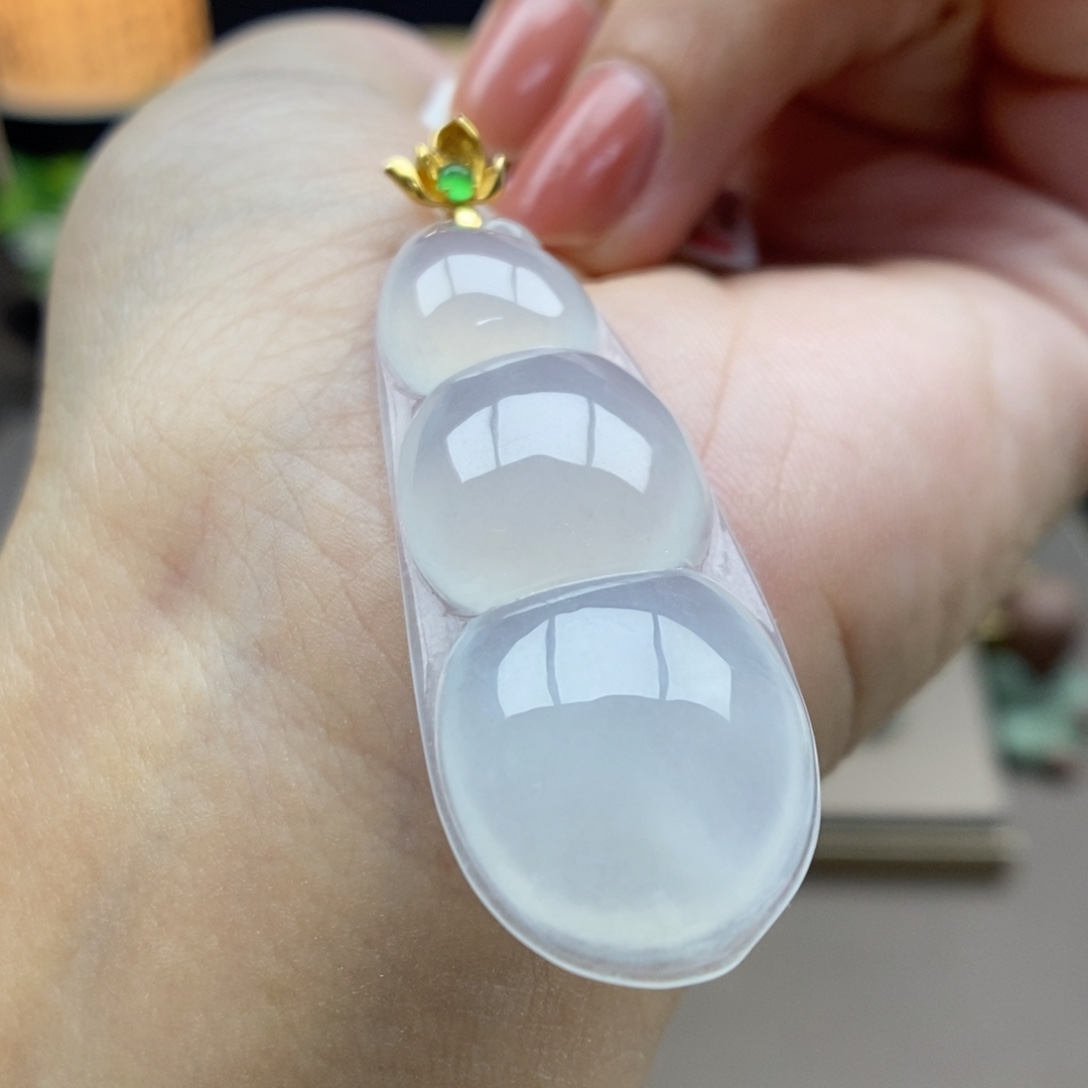 翡翠18K金镶嵌颈饰吊坠43