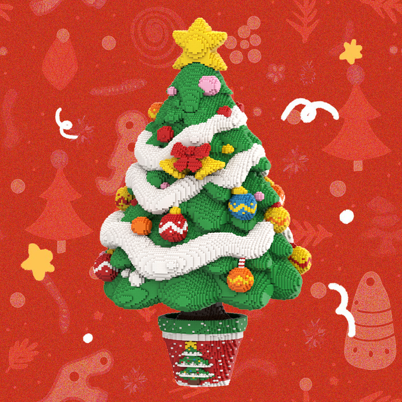 原创新款105厘米圣诞树益智拼装男女礼物潮玩摆件