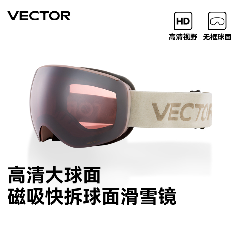 VECTOR【双旦狂欢】滑雪镜成人滑雪护目镜双层防雾可卡近视球面镜