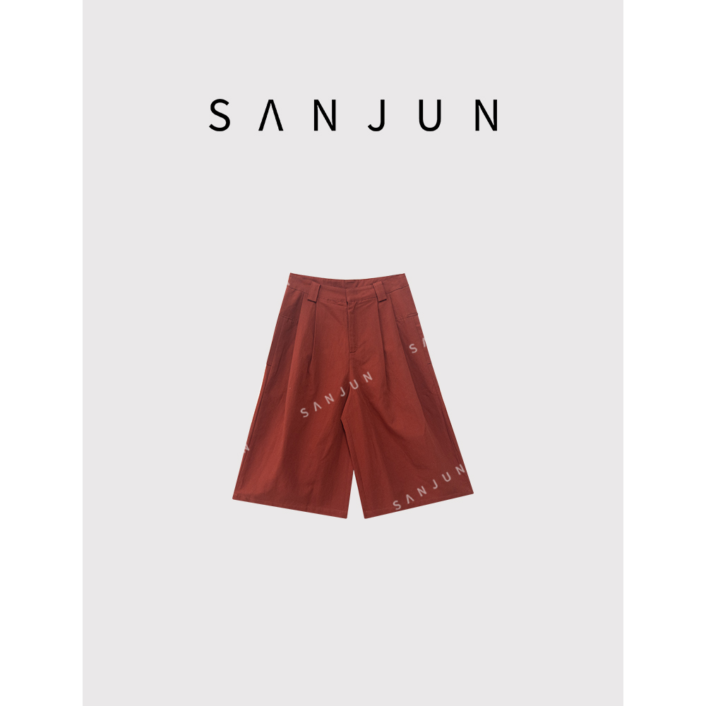 SanJun定制亚麻阔腿七分裤 8007