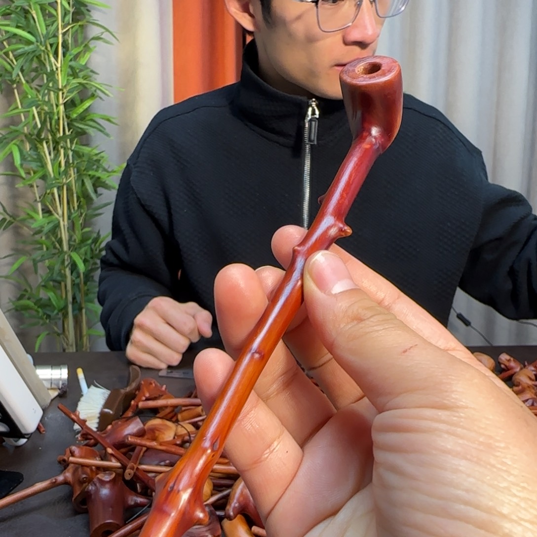 檬子木手工烟斗手把件