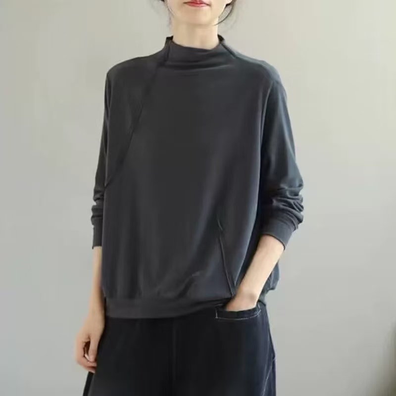 秋冬新款半高领磨毛上衣