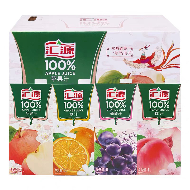 【临期】汇源100%果汁1L*3瓶无添加纯果汁多口味饮品随机发椰子水