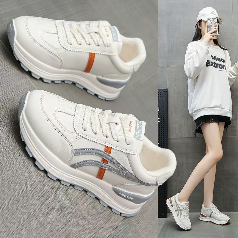 啄木鸟百搭厚底休运动鞋女2025秋新款小众设计感小白鞋