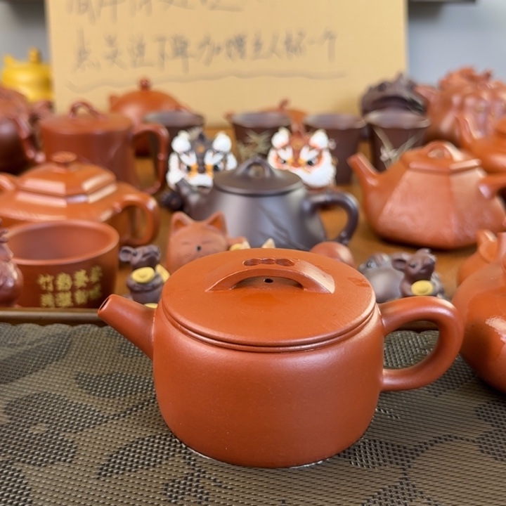 紫砂茶壶朱泥全手汉瓦200毫升