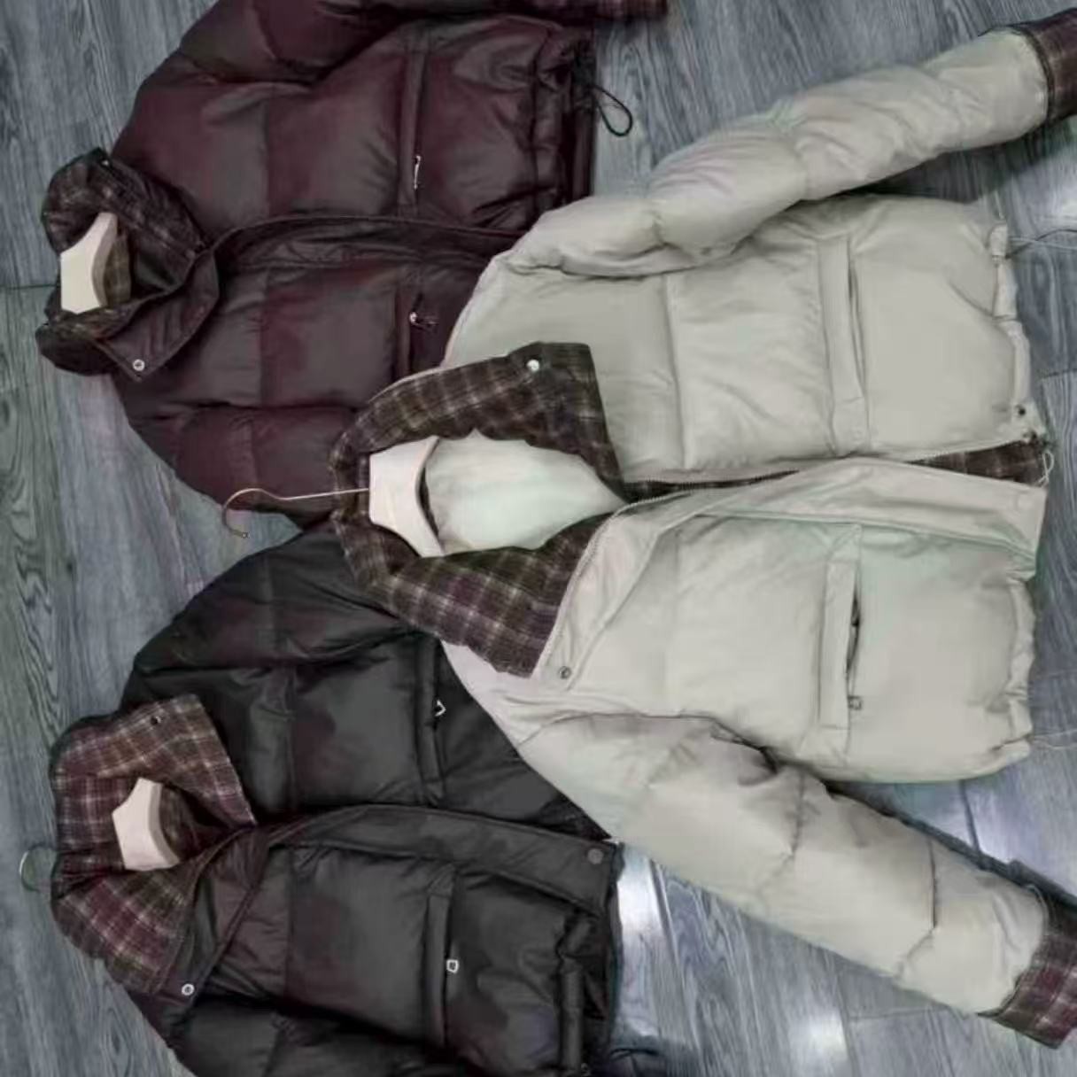 格子撞色立领云感外套