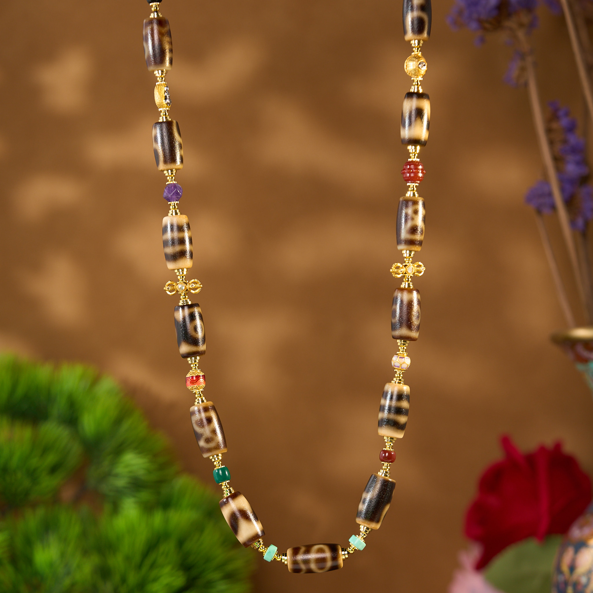 （一芳）牙黄十三颗阵阵多宝项链带绳配 T3MXZ 多样性发一