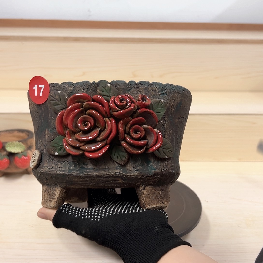 紫砂花盆17号内口17×15外高13