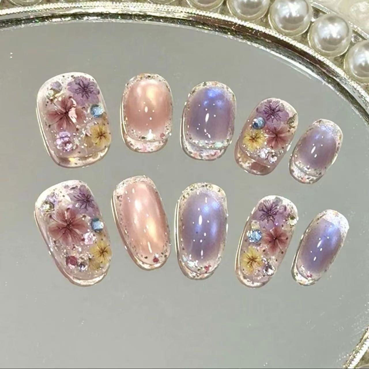 ZHIZHI【宝石干花】手工穿戴甲冰凉清透翡翠高级绿-小众设计师
