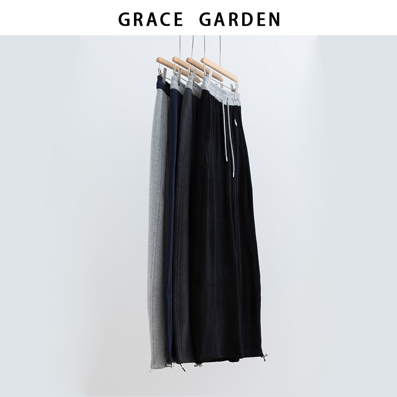 GRACE GARDEN【小马裤！660g+！】撞色腰头运动加绒休闲裤XXK5J1602