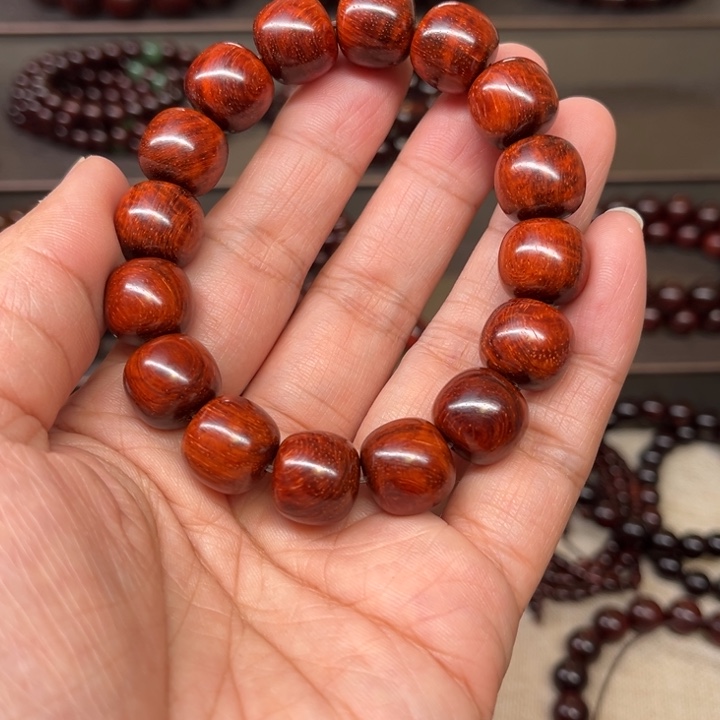 木质类印度小叶紫檀1314老型珠无油无蜡无胶